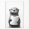 Schwarz-weißes Badezimmer-Wandkunst, lustiges Badezimmer-Poster, Tierbild für die Wand, niedlicher Otter hält eine Rolle Toilettenpapier, bezaubernde Wanddekoration, 40,6 x 61 cm, ungerahmt