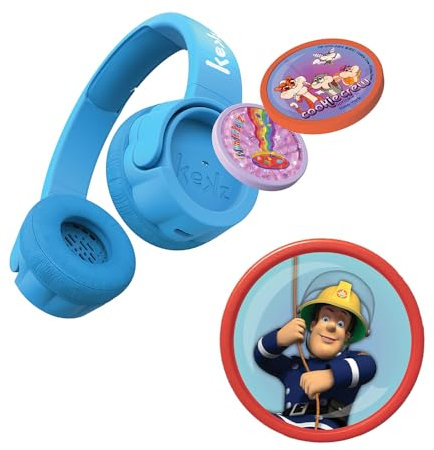 Kekz Starterset Premium Blau: Kekzhörer inklusive Feuerwehrmann Sam, Cookie Crew Hörspiel & Wunderkekz (Kopfhörer für Kinder, Reisekopfhörer für unterwegs & zuhause)