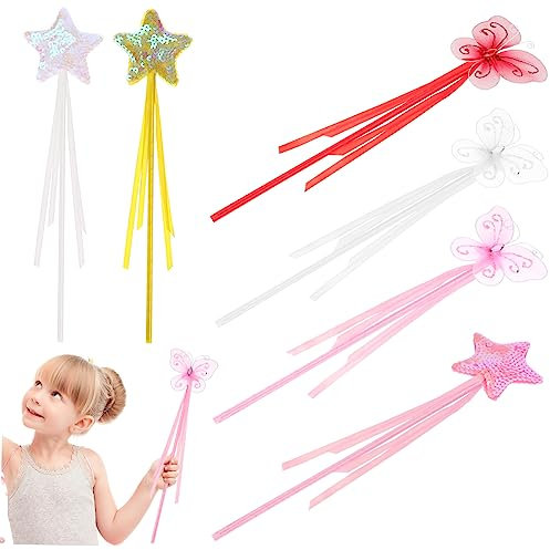 TOYANDONA 6stücke Feenstäbe Für Mädchen Stern Und Schmetterlingsform Zauberstäbe Aus Plastik Für Cosplay Party Requisiten Junge Mädchen Geburtstagsgeschenke
