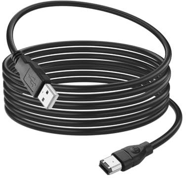HATMINI Câble adaptateur Firewire 6 broches vers USB, USB 2.0 A mâle Firewire IEEE 1394 6 broches, câble convertisseur pour imprimante, scanner, appareil photo numérique, disque dur