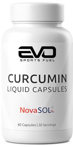 EVO SPORTS FUEL Kurkuma - 60 Kapseln - Hochdosiert - 1000 mg Curcumin pro Tagesportion - aus patentiertem NovaSOL - 185 x höhere Bioverfügbarkeit - 100% Vegan - geprüfte Qualität - Made in Germany