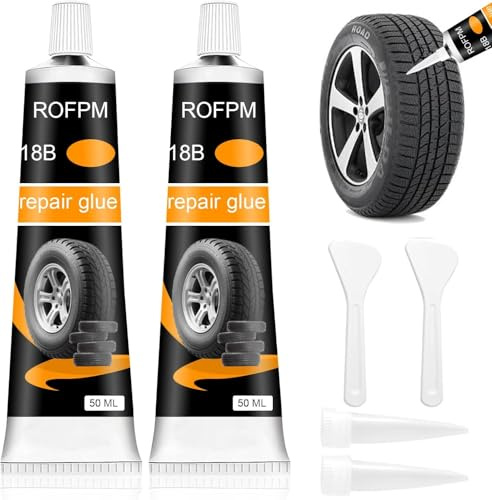 ROFPM Tyre Repair Glue, Flexible Rubber Glue for Sidewall Scratches and Cracks, Durable Tubeless Tyre Sealant Easy Application for Cars and Bikes, 50ml Reliable Puncture Repair Solution (2)