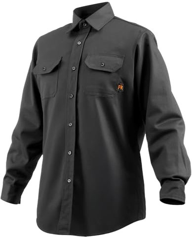 VEVOR Chaqueta de Soldadura Resistente al Fuego, Talla M, Algodón, Resistente al Calor Lavable a Máquina con Cuello, Puños y Bolsillos Ajustables, ATPV de 9,2 cal/cm², 825,5 x 1193,8 x 622,3 mm