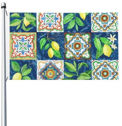 Bandiera Sicilia Limoni Mediterranei per Esterni 3x5, Bifacciale, Bandiere per Decorazioni da Giardino per Esterni, Forniture per Feste, Decorazioni da Parete per Esterni, Interni, Casa, Giardino, Pra