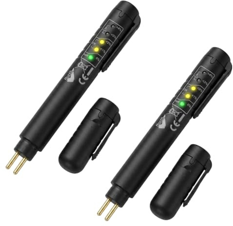 1PCS Upgraded Automotive Brake Fluid Tester Pen With 5-in-1 Functions | Accurate Brake Fluid Moisture Analyzer for DOT3, DOT4, DOT5, ENV6, ENV4 with 5 LED Indicator Lights
