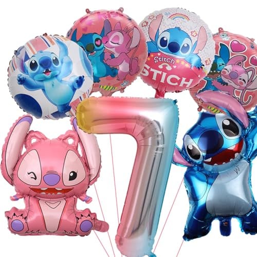 7 Stück Geburtstagdeko,7 Jahre alt Kinder Geburtstag Deko,Jungen Mädchen Birthday Decorations,Banner,Latexballon,Cupcake Toppers,Folienballon