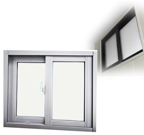 ZIUSFAC Garagenfenster Schiebe Kunststofffenster Horizontales Schiebefenster Spielhäus Ersatzfenster Keller Schuppenfenster 50 60 65 70 75 80cm(Silver,(WxH) 80x35cm/32x14)