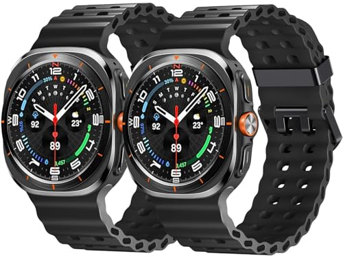 Newremote 2 Pack Waterproof Straps fit for Samsung Watch Ultra Strap 47mm (2025/2024), Classic Soft Sports Replacement Strap for Women Men