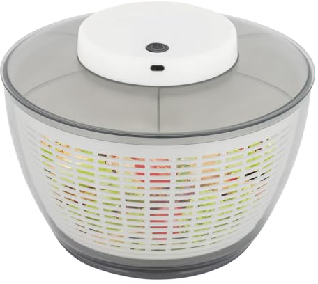 Elektrischer Gemüsetrocer 4,75L – USB Salatschleuder mit 500 U/min, abnehmbarer Siebkorb, für Salat, Tomaten, Grünkohl (Weiß, Grau) 24.4 * 18.5cm (D*H)