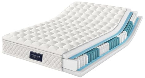 muenfly Federkernmatratze 160x200 für Doppelbett, Taschenfederkern Matratze H3 mit 7 Zonen Kaltschaum-Topper, Oeko-TEX 100 Zertifiziert, 25 cm Höhe