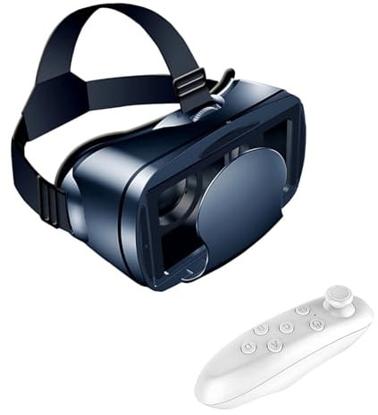 VR Brille mit Controller, 3D Virtual Reality Headset für Telefone 5-7 Zoll, einstellbar für Filme und Augmented Reality