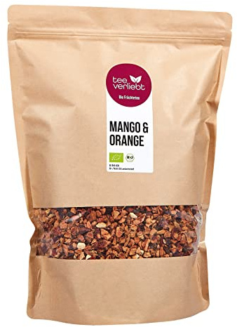 teeverliebt - Loser Früchtetee Mango & Orange 1000 g I Früchtetee lose I Sommerlich-beschwingte Tee-Mischung aus kontrolliert biologischem Anbau I Früchtetee Bio lose 1 kg