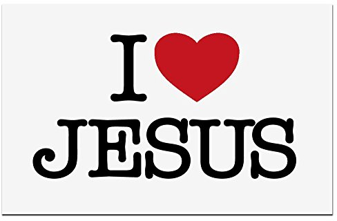 AUFKLEBER I LOVE JESUS weiß 9 x 6 cm – christlicher AUTOAUFKLEBER wetterfest für AUTO, FAHRRAD, TÜREN oder MÖBEL – MaMeMi
