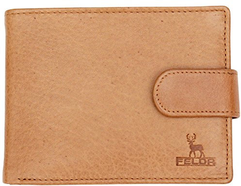 Felda - Herren Geldbörse aus Hunting-Rindsleder - Aufklappbares Design - 8 Kartenfächer & Münzfach - Geschenkschachtel