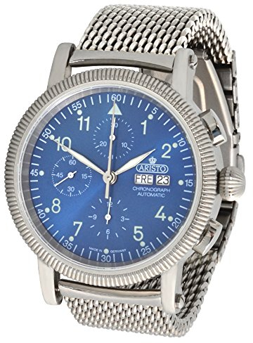 Aristo Herren Automatik Chronograph Armbanduhr 4H86BM Schweizer Uhrwerk Milanaise Armband