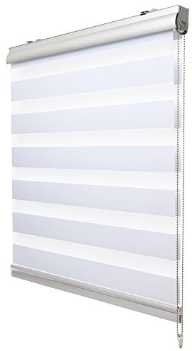 Sol Royal Kassetten Doppelrollo ohne Bohren SolDecor DK9 Duo Rollo Klemmfix 80 x 160 cm Premium Vario Rollo mit Klemmträger und extra breite Streifen - Weiß