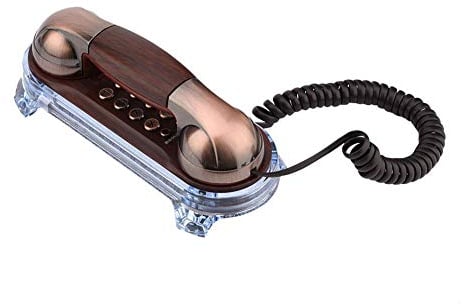 Bewinnner Europäisches Retro Telefon,Schnurgebundenes Antikes Wandtelefon,Festnetztelefon für Zuhause mit Metallbeschaffenheit/Verschleißfestigkeit/Doppelaufstellung(Rotes Kupfer)