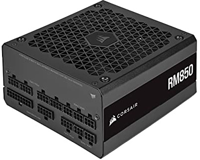 Corsair RM850 (2021), RM Series, 850 Watts 80 Plus Gold Alimentations ATX Entièrement Modulaires (Trois Connecteurs EPS12V, Fonctionnement Silencieux, Mode Zero RPM, Condensateurs 105 °C) Noir