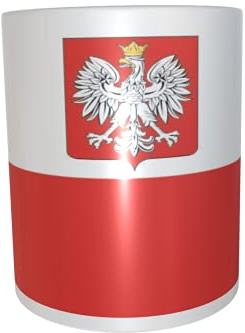 U24 Tasse Kaffeebecher Mug Cup Flagge Polen mit Wappen