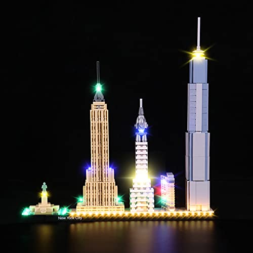cooldac LED Beleuchtungsset Kompatibel mit lego 21028 Architecture New York City Skyline, Led Licht Kompatibel mit lego 21028 New York City Skyline Baustein Modell (nur Lichter, Keine Modelle)