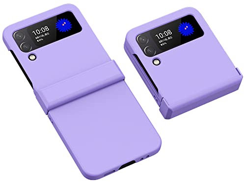 yanzi Compatibile con SamSung Galaxy Z Flip 4-5G Cover(Viola) Custodia Ultra Sottile Matte TPU Silicone Bumper Cerniera Antiurto 360° Protezione Case+3D Vetro Temperato Pellicola Protettiva-2022