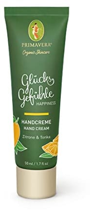 PRIMAVERA Felicità Crema mani 50ml - Cosmetici Naturali - Limone Tonka Profumo - Rigenera, Attiva, Protegge