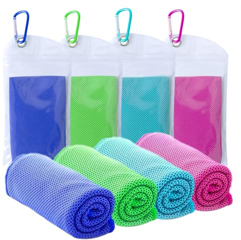 SZELAM [4er-Pack] Kühlendes Handtuch (101.6x30.5 cm) Schweißhandtuch, coole Lappen für Hals, Eishandtuch für Sport, Yoga, Reisen, Strand, Camping, Kreuzfahrt, nasse Handtücher, kühl für den Hals