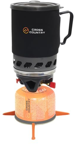 CROSS COUNTRY Camping Stove System - 1.1L Premium Quick Boiler Stove, Energy Saving Portable Backpacking, 500g Lightweight Camp Pot with Jet Burner for Hiking, Trekking, Fishing, Hunting