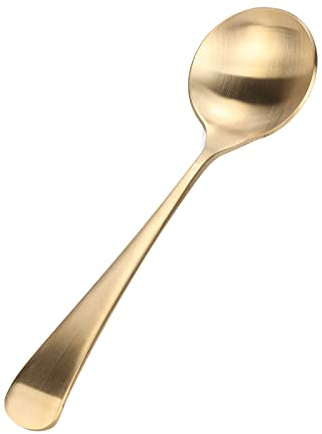 Cuchara de Cena Dorada, Cuchara de Latón de 16,2cm para Servir en la Mesa para Hogar Cocina Oficina Viajes, Cuchara de Comida para Café Expreso, Helado, Gachas, Yogur