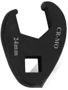 FLZOSPER 1/2” Drive Metric 24mm Fractional Crowfoot Flare Nut Wrench, Fully Polished Ratcheting Crowfoot Wrench，Open End Crows Foot Wrench，Black