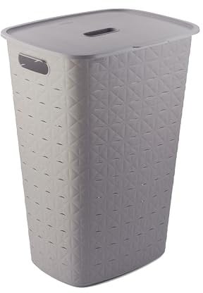 Curver Softex 56L Laundry Hamper, 70 percent Recycled Material, Durable, Lightweight, Taupe