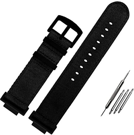 JUANZD Nylon-Armband 22 mm Edelstahl-Adapter 16 mm Kompatibel mit G-Shock GA-110/100/120 GD-100 DW-5600 5610 Anschluss-Uhrenarmband(Black black buckle)