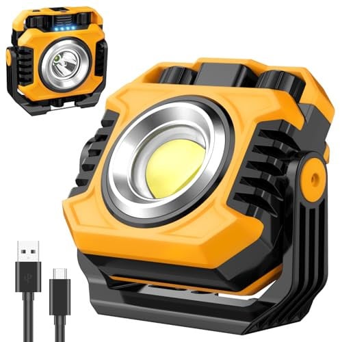MOXTOYU Rechargeable Work Light, 30W Super Bright COB Floodlight & Spotlight, 360° Rotation 3 Hanging Modes, 4 Lighting Modes, Variable Color Temperaturee, Outdoor Work Light for Garage Camping Hiking