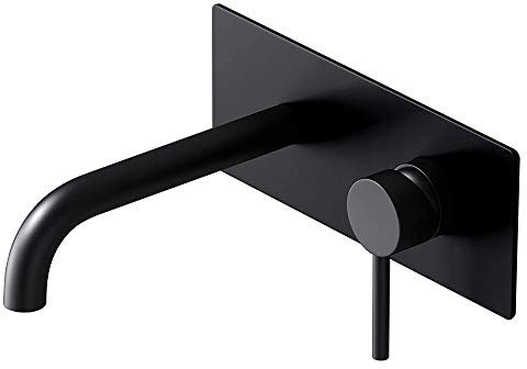 doporro Design Wandarmatur aus Messing Waschbeckenarmatur für Wandmontage Einhebel-Waschtischmischer matt schwarz Unterputz-Waschtischarmatur für Badezimmer WA112