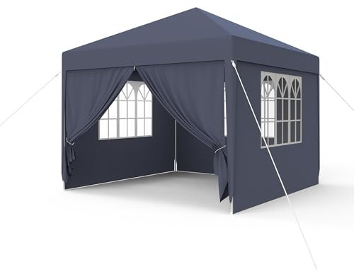 YRHome Pavillon 3x3 m Partyzelt Zelt Stabil Wasserdicht Winterfest UV-Schutz Gartenpavillon Festzelt Bierzelt Camping Zelt mit Seitenteilen & Fenstern für Garten und Camping,Anthrazit