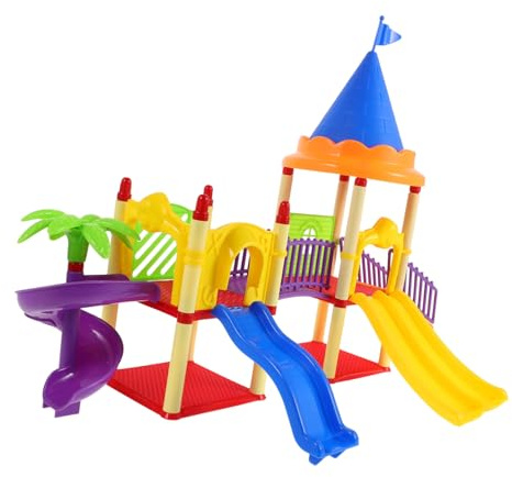 FRCOLOR Miniatur Puppenhaus Spielplatz Modell Rutschbahn Zubehör Detailgetreu Bunte Farbe Fördert Koordination Kreatives