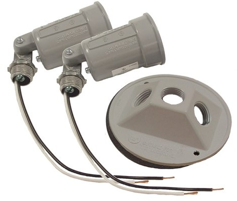 Hubbell-Bell 5625-0 Hubbell-Bell 5625 Weatherproof Combination Lamp Holder, 75-150 W, Par 38, Die Cast Zinc, Gray , Grey