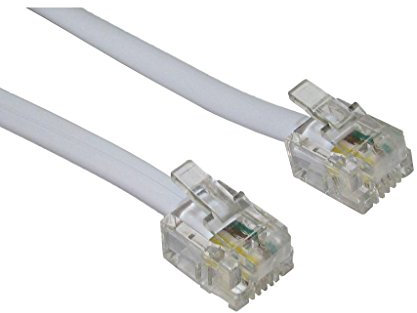 World of Data - 15m ADSL Cable - Gold Plated Contact Pins | High Data Speed | Internet Broadband | Router or Modem to RJ11 Phone Socket or Microfilter | White