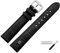 MARBURGER Uhrenarmband 16mm Leder Schwarz Silber Alligator Prägung Mit Naht - Montage Set 5281610000120