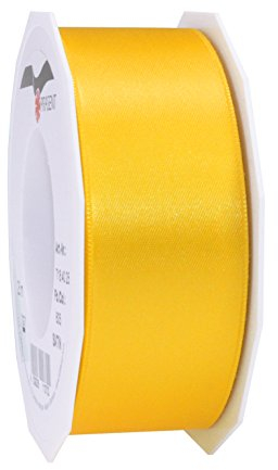 Präsent C.E. Pattberg Satin gelb, 25 m Satinband zum Einpacken von Geschenken, 40 mm Breite, Geschenkband zum Dekorieren & Basteln, Dekoband, Anlass