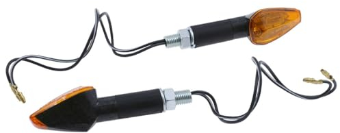 Blinker PEAK Paar Motorrad, Carbonlook, Glas gelb, langer Stiel, 21W Halogen