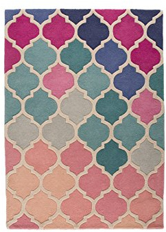 Flair Rugs Illusion Rosella Teppich mit Muster (80cm x 150cm) (Pink/Blau)