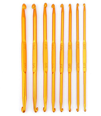 8 Stück Griff Häkelnadeln stricken Nadel Set, Goldene Aluminium Doppel Ende Häkeln Weave Craft