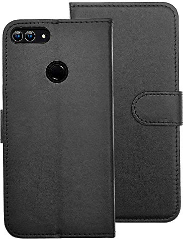 SDTEK Case for Huawei P Smart (2017/2018) Leather Wallet Flip Book Folio Wallet View Phone Cover Stand for Huawei P Smart (2017/2018) (Black)