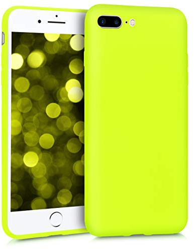 kwmobile Case Compatible with Apple iPhone 7 Plus/iPhone 8 Plus Case - Soft Slim Protective TPU Silicone Cover - Neon Yellow