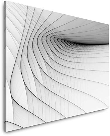 Paul Sinus Art schwarze Streifen auf weißem Hintergrund 120x 80cm Inspirierende Fotokunst in Museums-Qualität für Ihr Zuhause als Wandbild auf Leinwand in