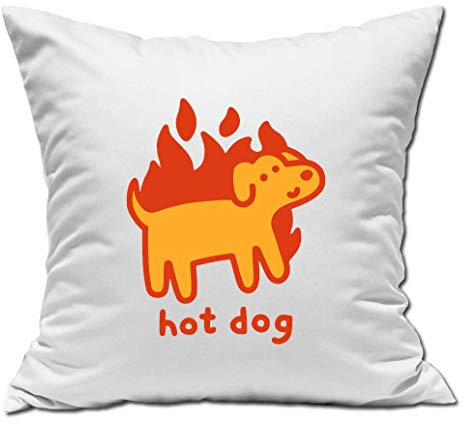 Luckyprint Hod Dog Minimalistic Cute Doge Funny Art Weißes Kissen 40x40cm