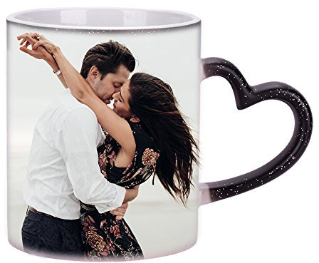 Personalized Photo Mug Heat Sensitive Color Changing Coffee Tea Cup Custom Personalised Your Photo Pictures Magic Mug Home Office Coffee Mug Travel Mug Father's Day Birthday Present with A Free Spoon