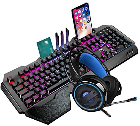 ARCH Clavier Gamer Clavier Souris Casque Kit, Jeu Clavier Et Souris, USB Clavier Mécanique for Windows, Ordinateur Portable Ordinateur De Bureau PC De Bureau Clavier (Color : Keyboard Headset)