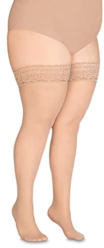 Annes styling Sila 40 Denier Damen Spitze Oberschenkelhoch blickdicht halterlose Nylonstrümpfe mit unsichtbarem Silikon Visone TG-7/8